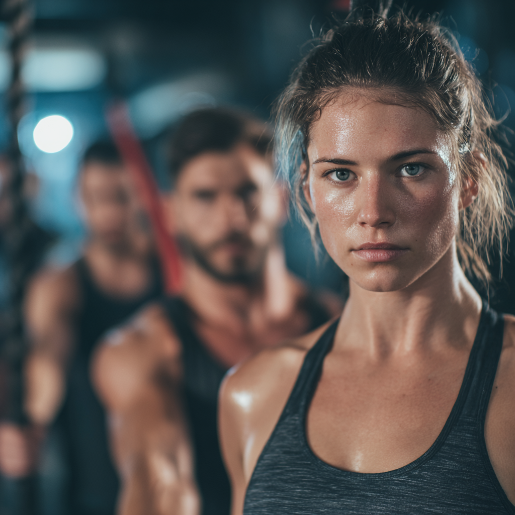 Young Hungarian adults performing stretching and mobility exercises in a bright studio setting, focusing on proper form and posture correction